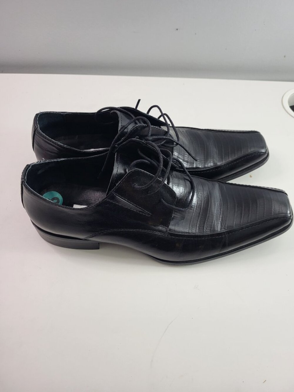 Steve Madden Black Dress Shoes Men’s Size 8 Lace Up Textured Leather Square Toe